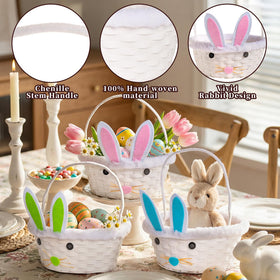 Lanpn Easter Bunny Ear Basket blue accents ideal for festive table decor.