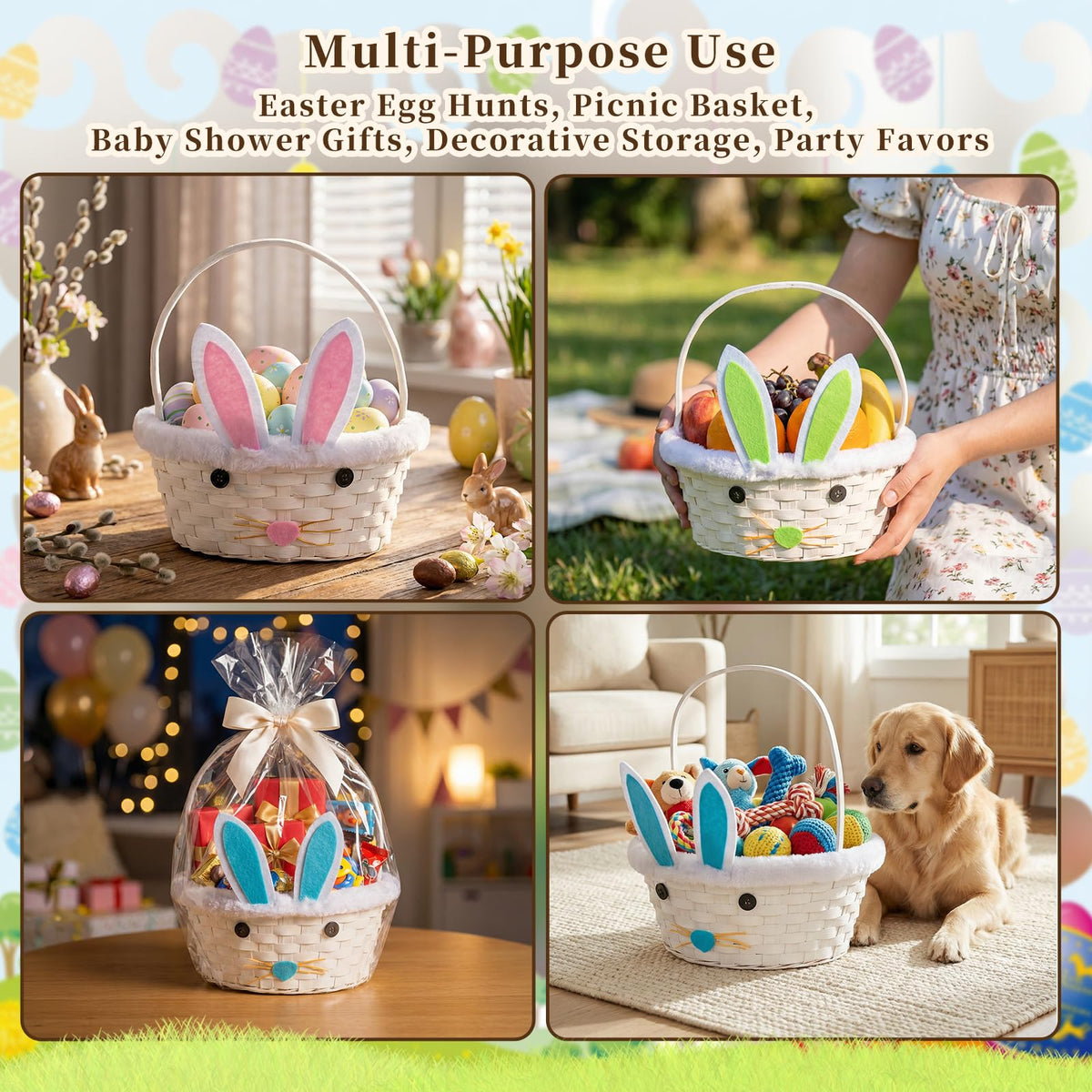 Lanpn Easter Bunny Ear Basket green for colorful party favors.