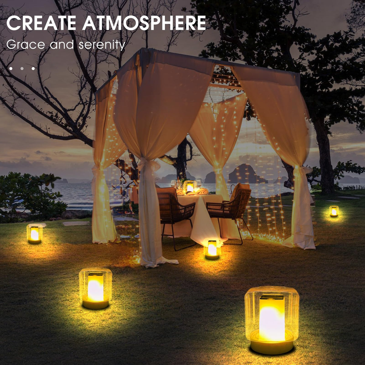 LanPool night garden party ambience light enhances evening gatherings.