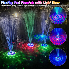 LanPool rechargeable fountain powers outdoor pools without battery changes, ready after recharge on cloudy days.