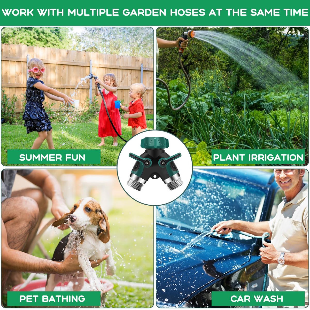 LANPOWAE dual hoses setup for garden and outdoor use.