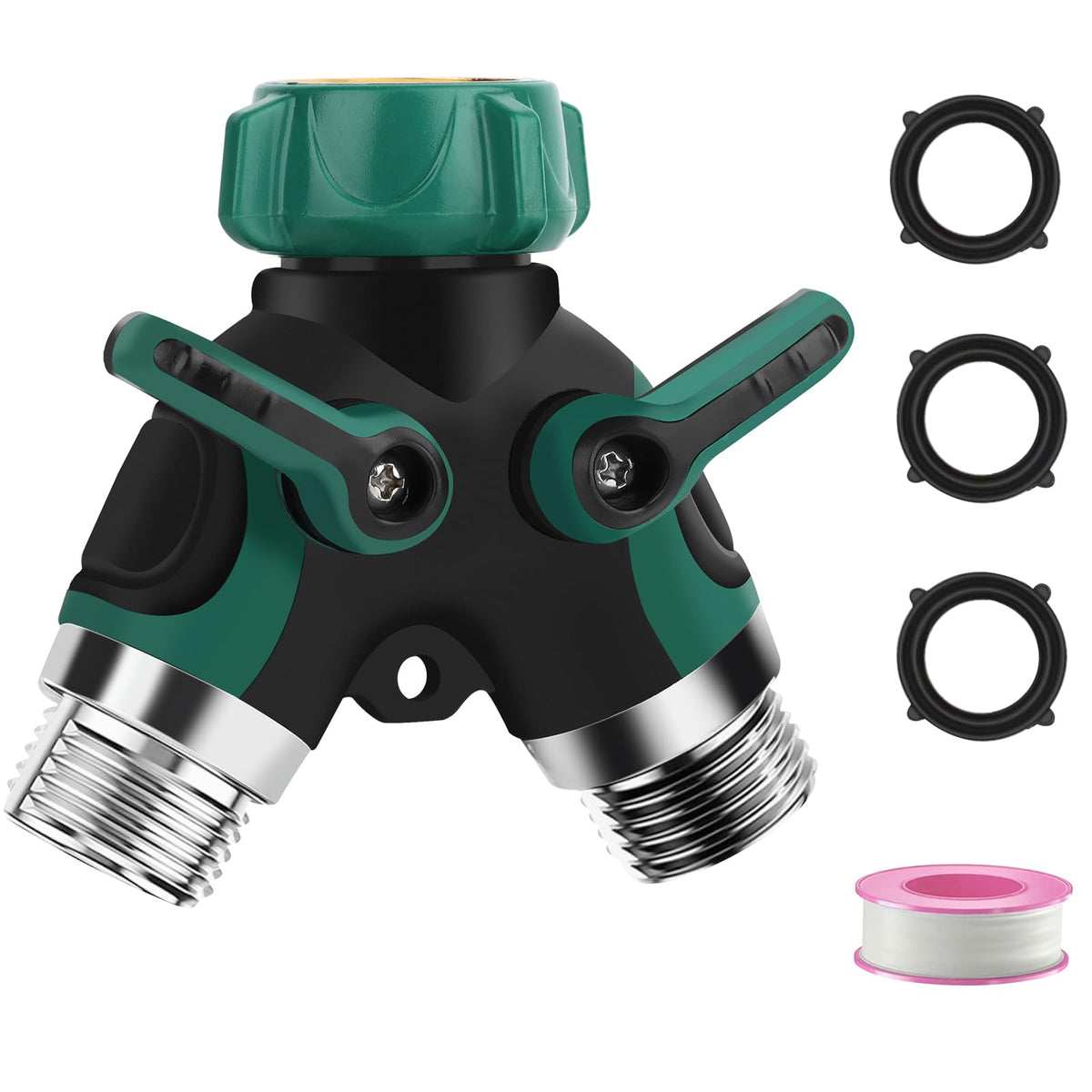 LANPOWAE garden hose splitter 2-way for efficient irrigation.