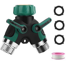 LANPOWAE garden hose splitter 2-way for efficient irrigation.