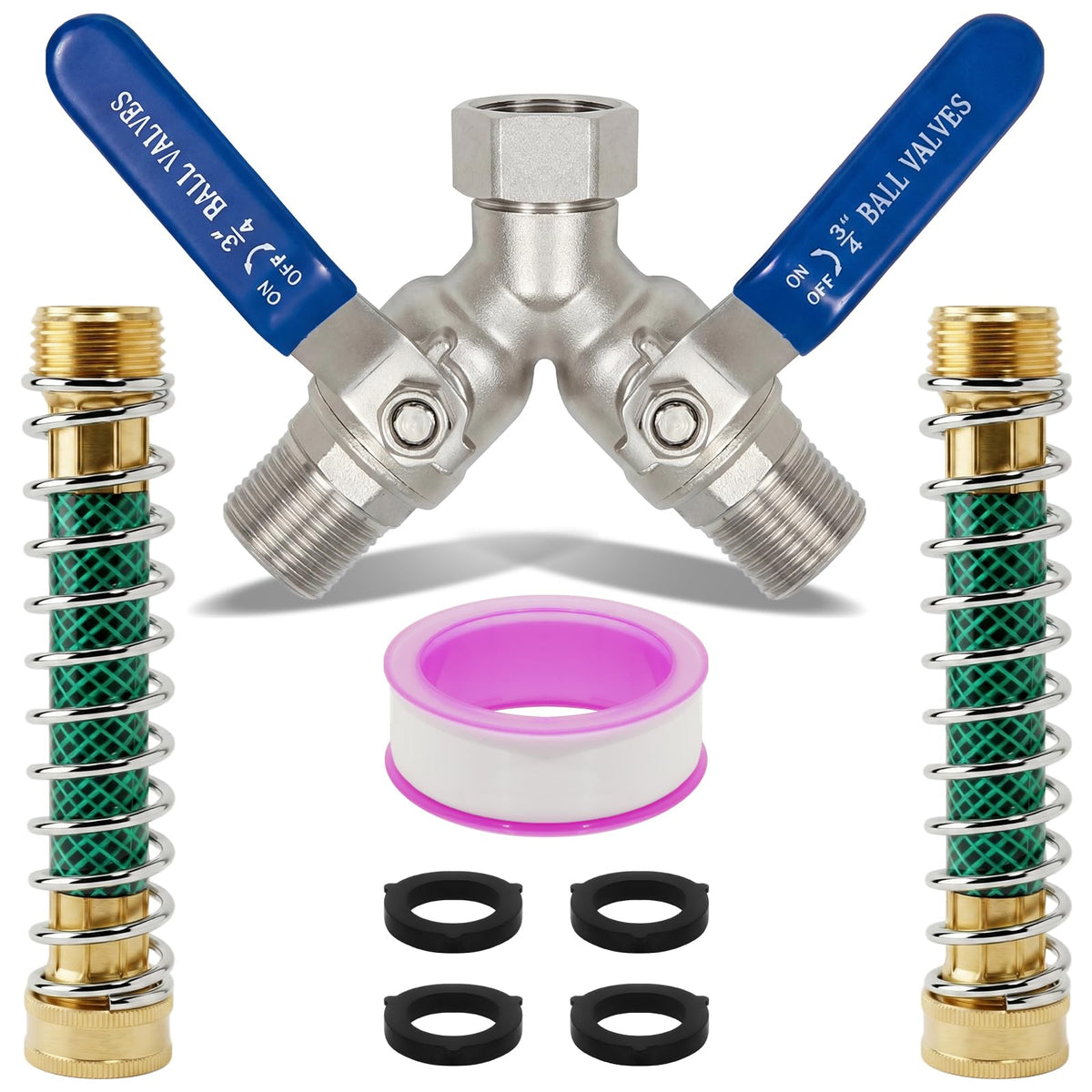 LANPOWAE garden hose splitter 2-way full flow design enabling smooth water splitting.
