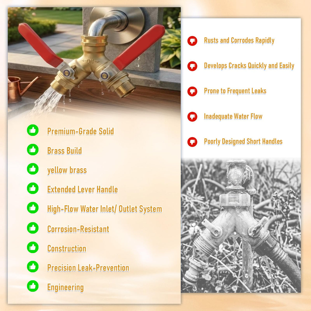 LANPOWAE brass body offers durability and weather resistance.