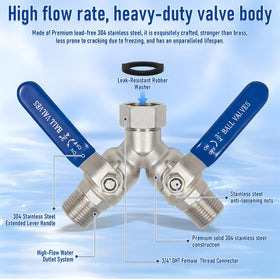LANPOWAE two-way garden hose splitter delivers full flow to two hoses at once.