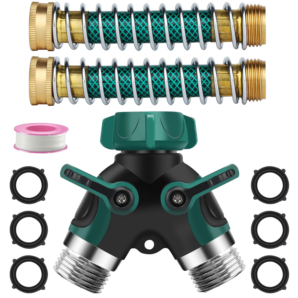 LANPOWAE hose splitter 2-way with comfort handle for easy watering.