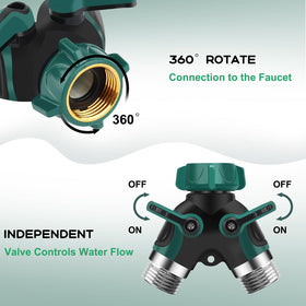 Independent valves adjust water flow at each outlet for precise watering.