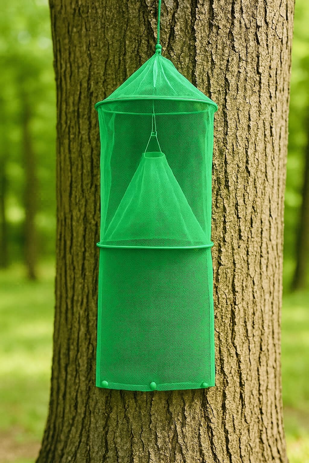 Lanternfly Motel front packaging showing fully assembled trap and benefits