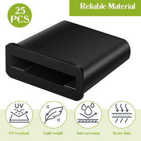 Lanties black plastic row end demonstrates durability for outdoor use.