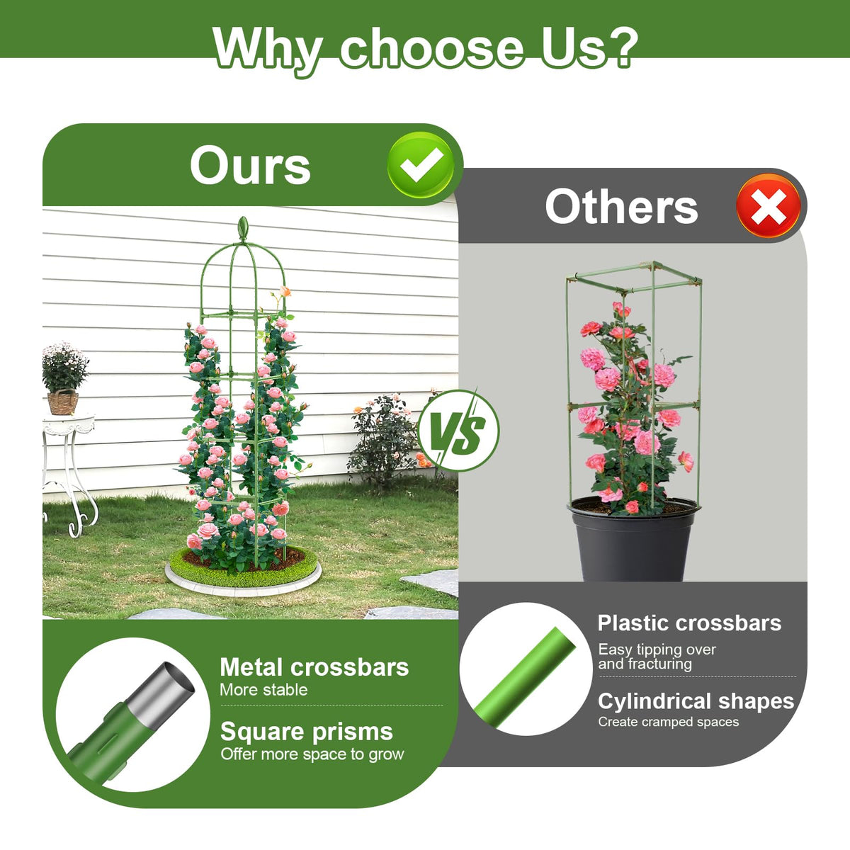 Laodier adjustable-height trellis demonstrates customizable plant guidance.