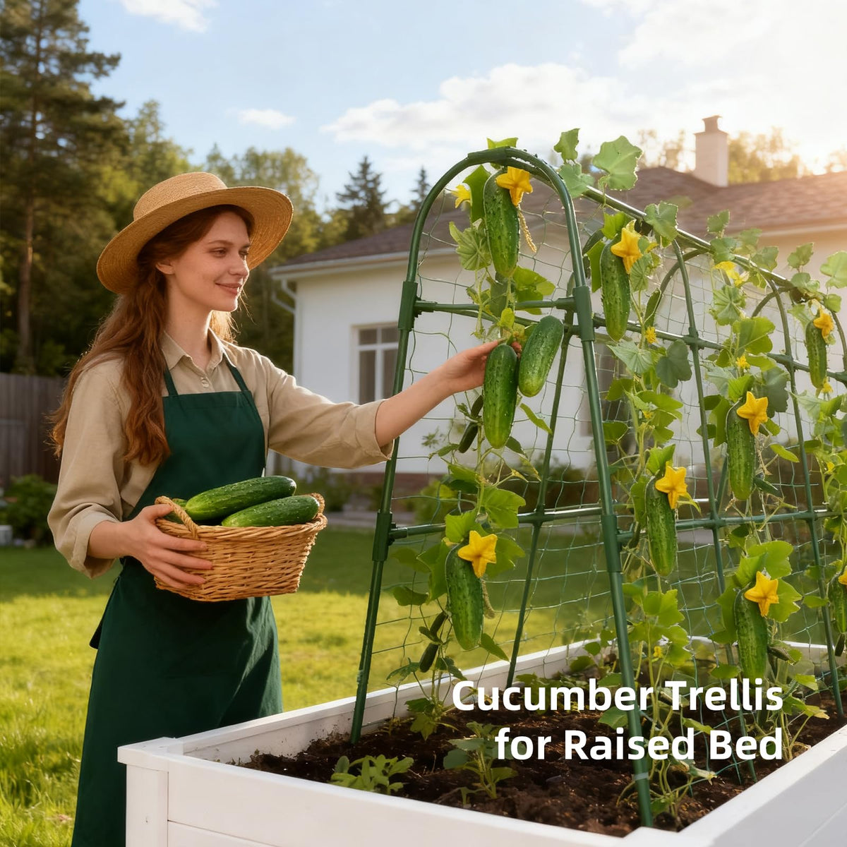 Laodier climbing plants supported by the trellis for tidy growth.