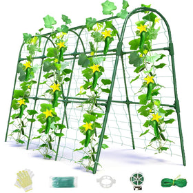 Laodier cucumber trellis for raised beds provides sturdy arch support for cucumbers.