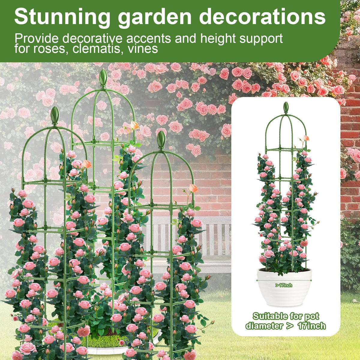 Laodier detachable storage trellis enables compact off-season storage.