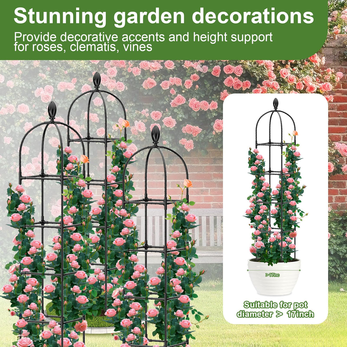Laodier garden trellis installs quickly without tools for fast setup.