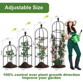 Laodier obelisk with adjustable height helps direct climbing plants as they grow.