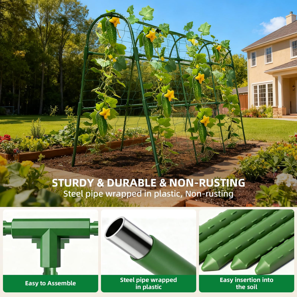 Laodier stainless-steel core trellis resists rust with protective coating.
