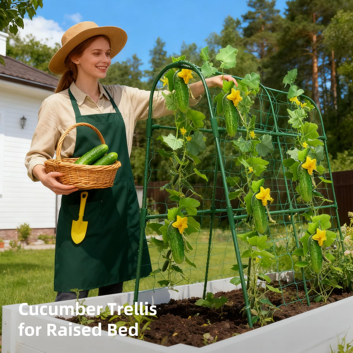 Laodier trellis includes garden clips and leaf ties for easy attachment.