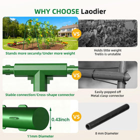 Laodier U-shape garden arch supports multiple plants with space-saving design.