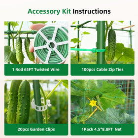 Laodier supports vegetables and climbing flowers like cucumbers, beans, and tomatoes.