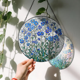 LAOWEIKI Forget Me Not 8-Inch stained glass shows UV-printed hues