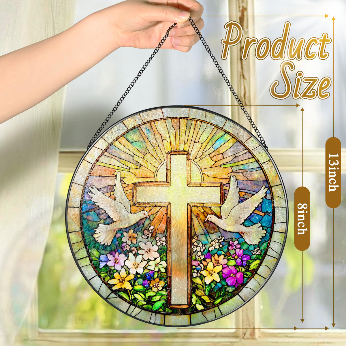LAOWEIKI sunlit glow suncatcher creates a warm focal point.