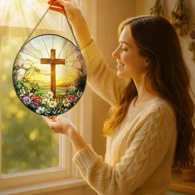 Laoweiki wildflowers stained glass suncatcher adds color to sunny spaces at home or in the office