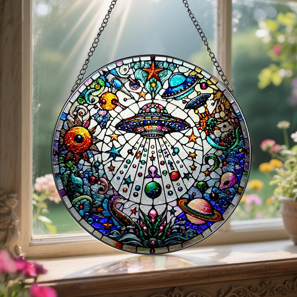 LAOWEIKI stained glass decor bringing sunlit glow to indoors or outdoors