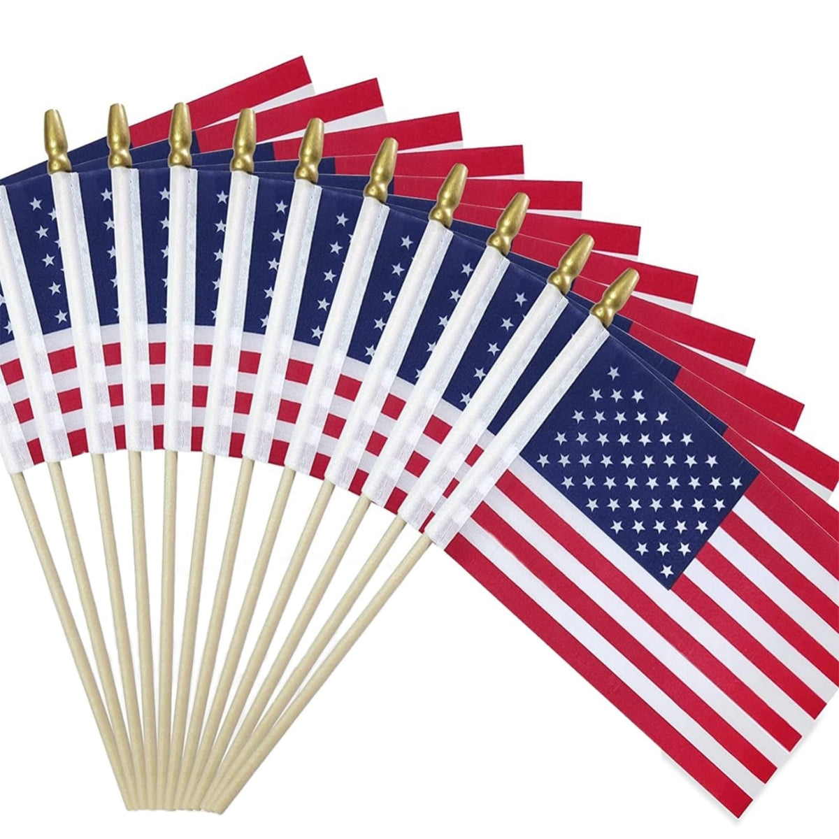 Lapogy small American flags on sticks for outdoor display and patriotic yard decor.