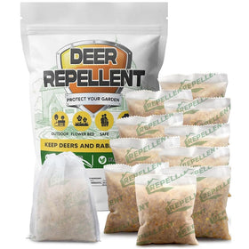 LAQDECDV deer-rabbit-repellent pouches protect flowers and shrubs.