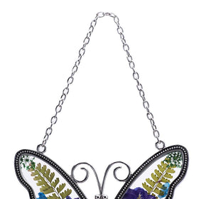 Laraine butterfly suncatcher features a metal heart engraving for grandma.