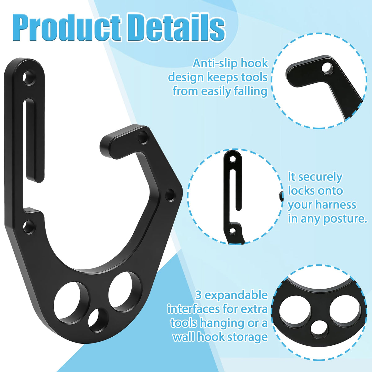 Premium aluminum alloy hook with burr-free smooth edges protecting gear