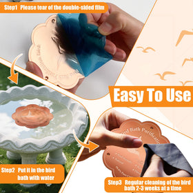 Larbeti copper disk eliminates extra cleaners, saving time during bird bath upkeep.