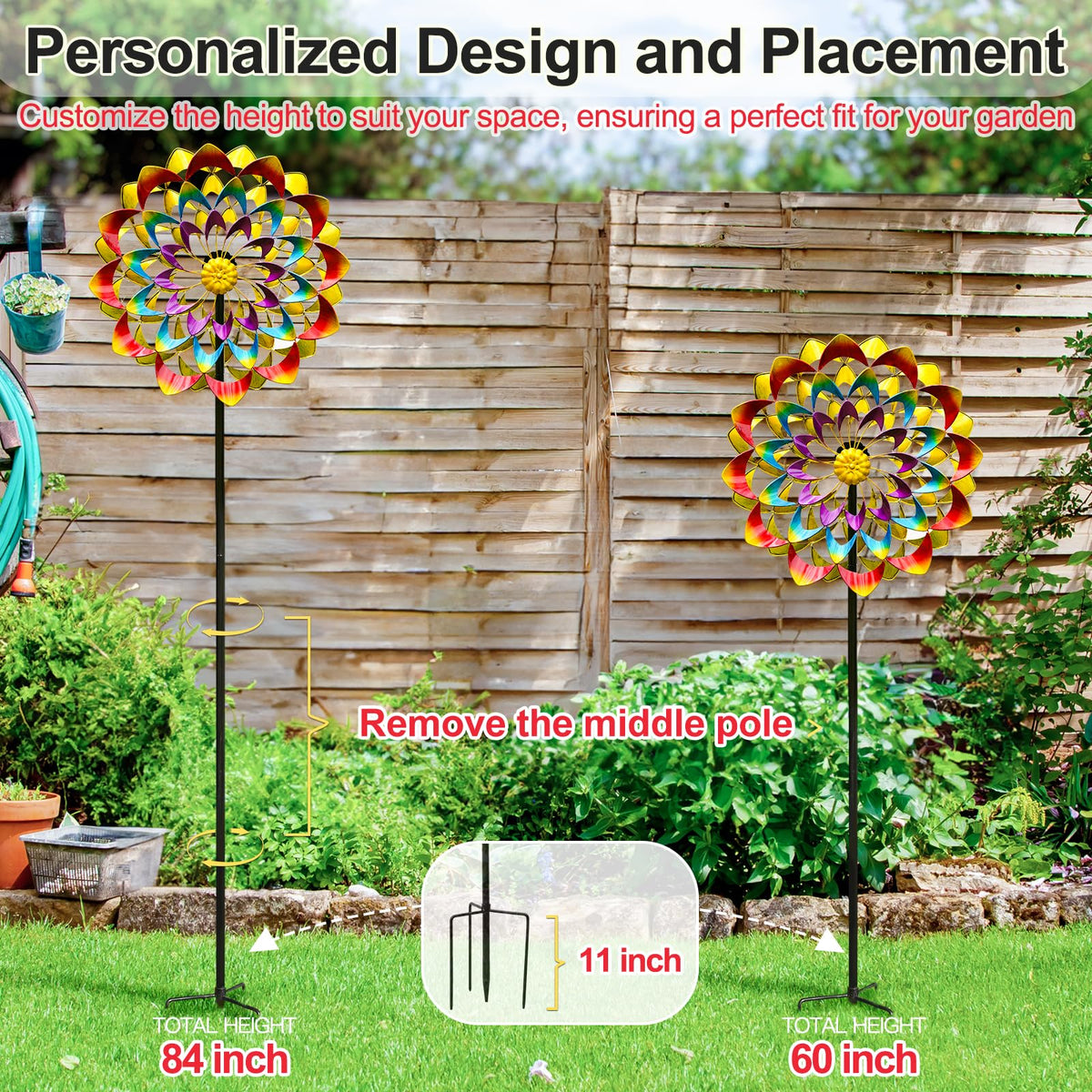 Lariander heavy-duty metal wind spinner withstands weather and strong winds.
