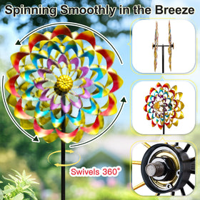 Lariander 24-inch blade spinner offers bold ornamental presence in any garden.