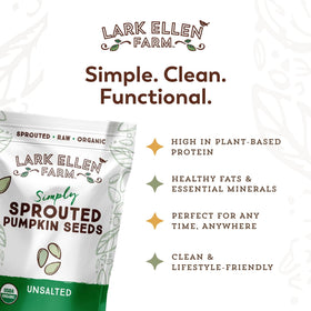 Lark Ellen Farm sprouted pumpkin seeds added to baked goods for nuttiness.