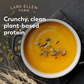 Lark Ellen Farm sprouted pumpkin seeds closeup showing crisp texture and color.