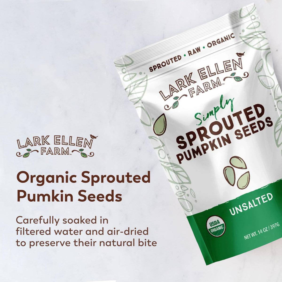 Lark Ellen Farm sprouted pumpkin seeds on a salad for minerals and flavor.