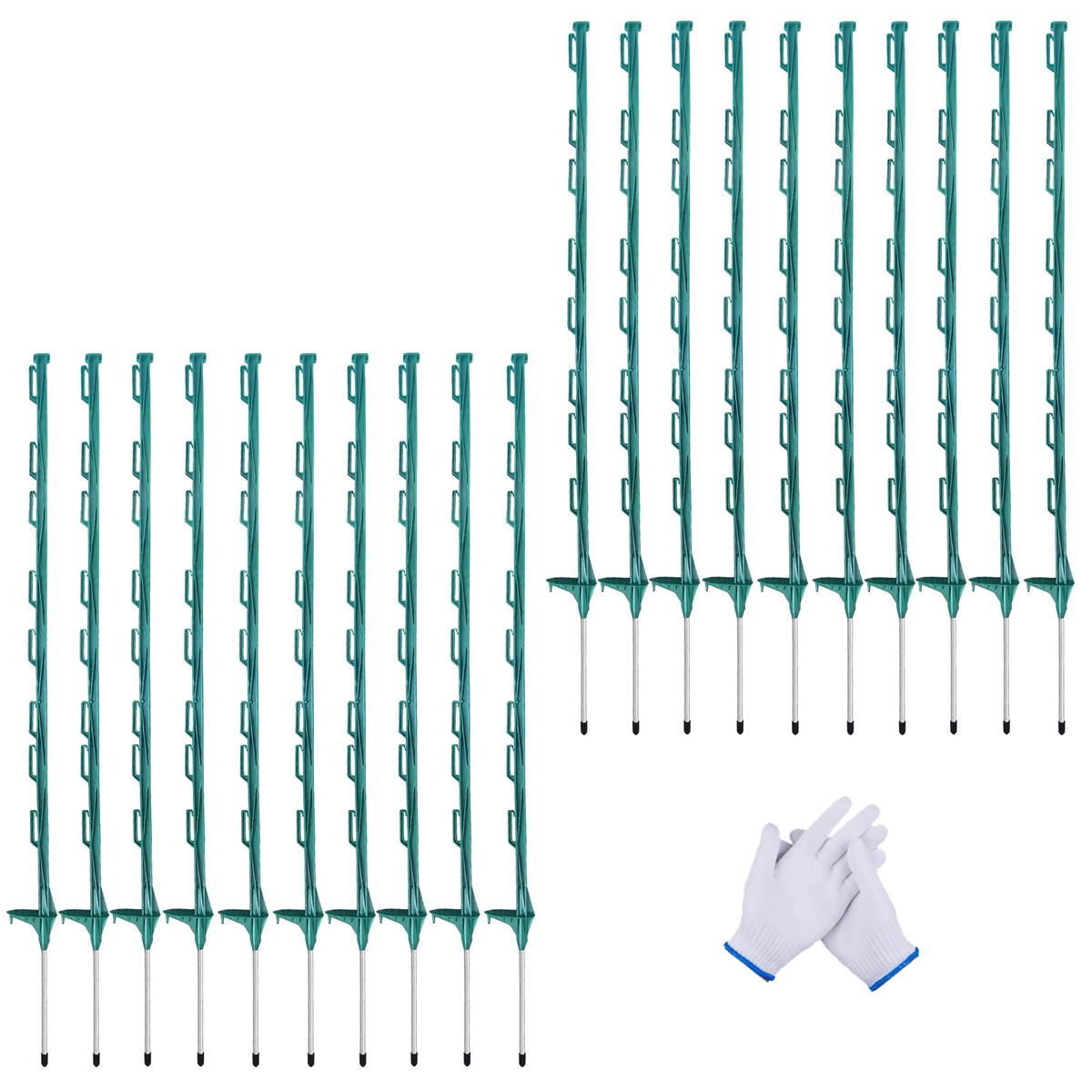 LARNORJE 48-inch step-in post in green enables quick garden fence setup