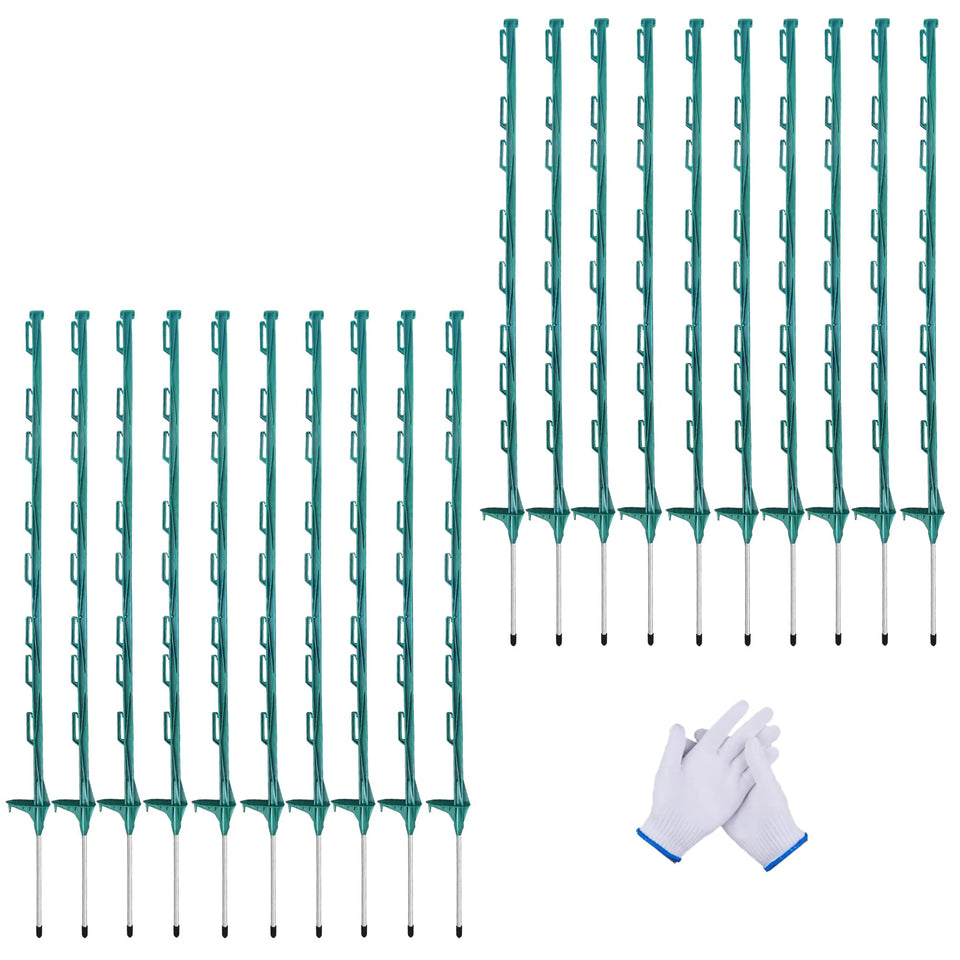 LARNORJE 48-inch step-in post in green enables quick garden fence setup