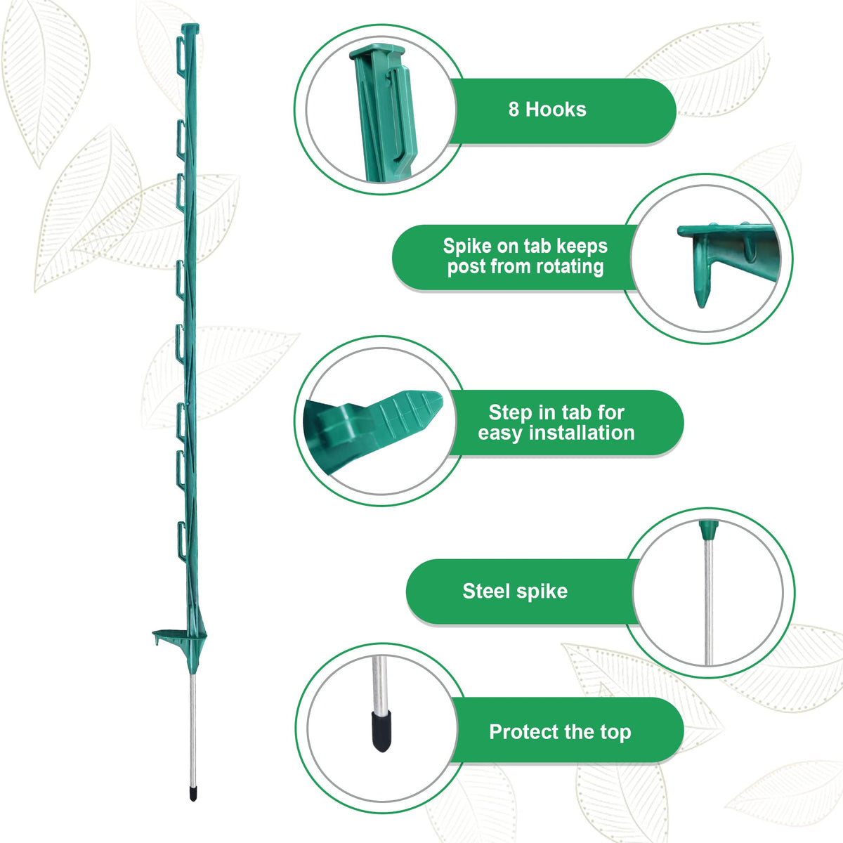 LARNORJE anti-rotation spike design post stabilizes temporary fencing