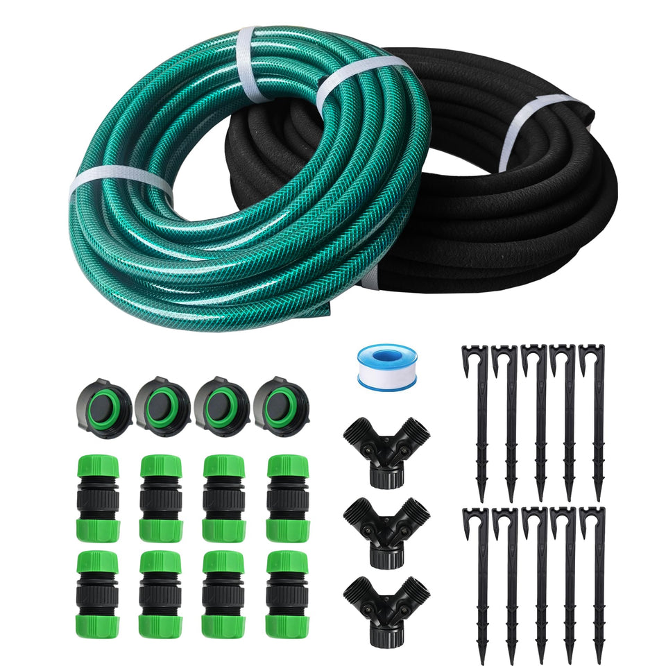 LARNORJE customizable soaker hose system laid out for efficient garden irrigation