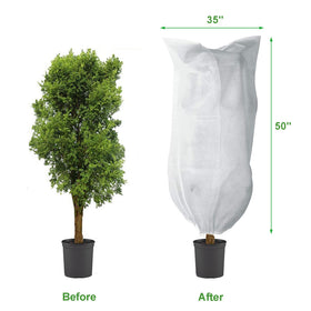LARNORJE frost protection bag on a shrub shields from cold winds