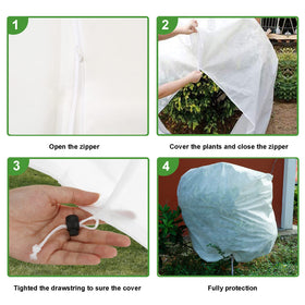 LARNORJE zippered cover allows easy on-off without damaging plants
