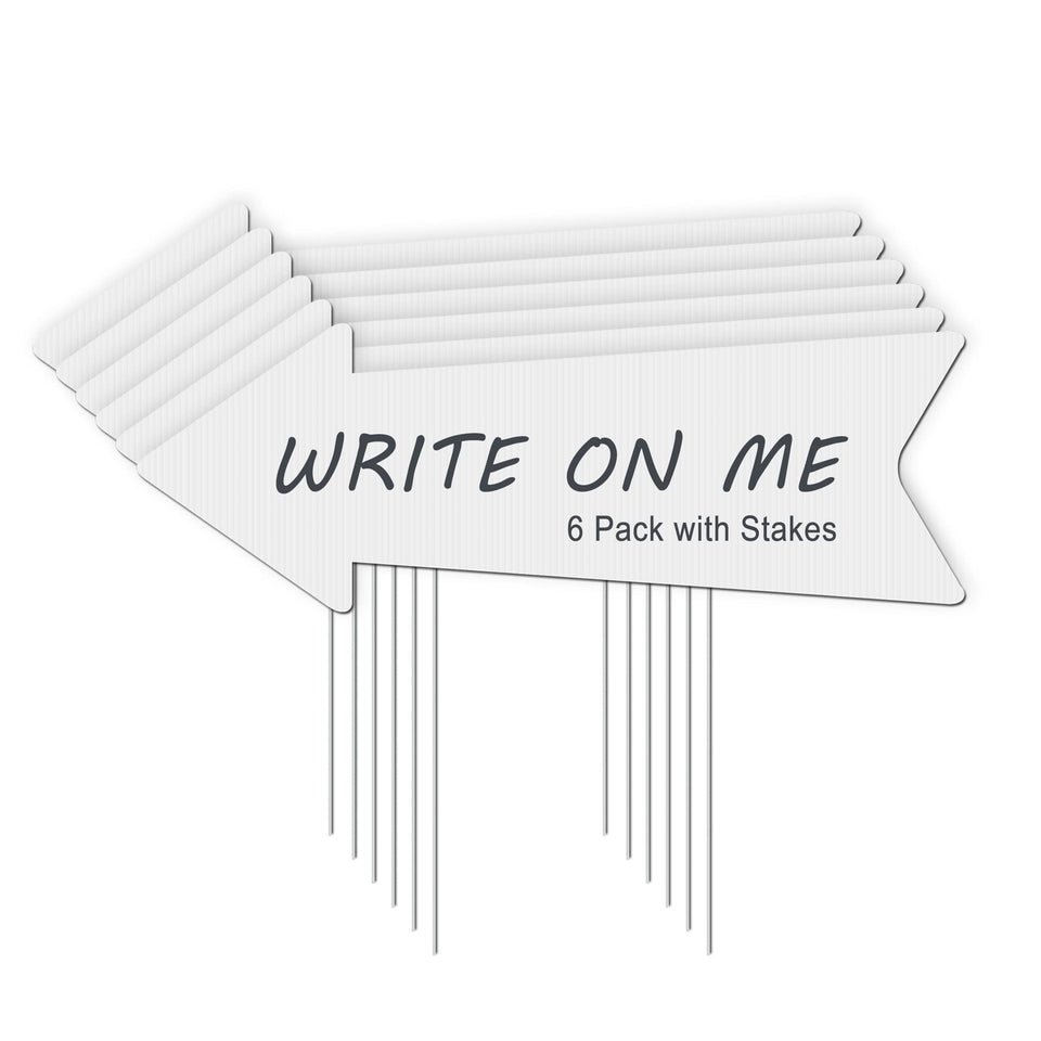 LARREEDE blank arrow sign with stake for outdoor wedding directions.