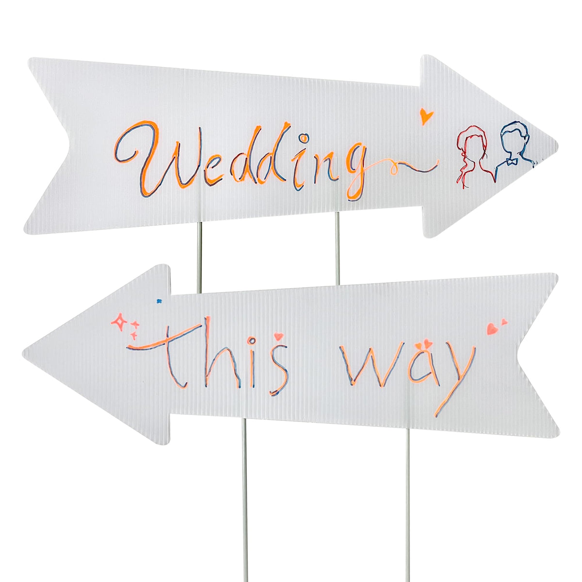 LARREEDE easy install arrow sign slides onto stakes quickly.