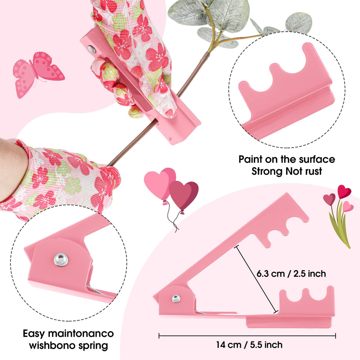 Lasnten pink metal rose thorn remover supports sturdy thorn removal
