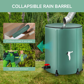 Laspeiraux collapsible rain barrel folded for compact storage