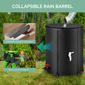 Laspeiraux foldable rain barrel stored compactly for easy transport and storage.