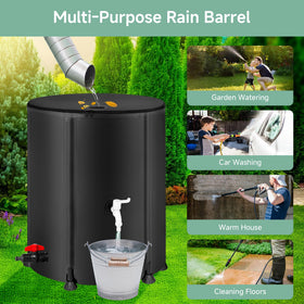 Laspeiraux overflow kit and spigot setup for efficient rainwater handling.